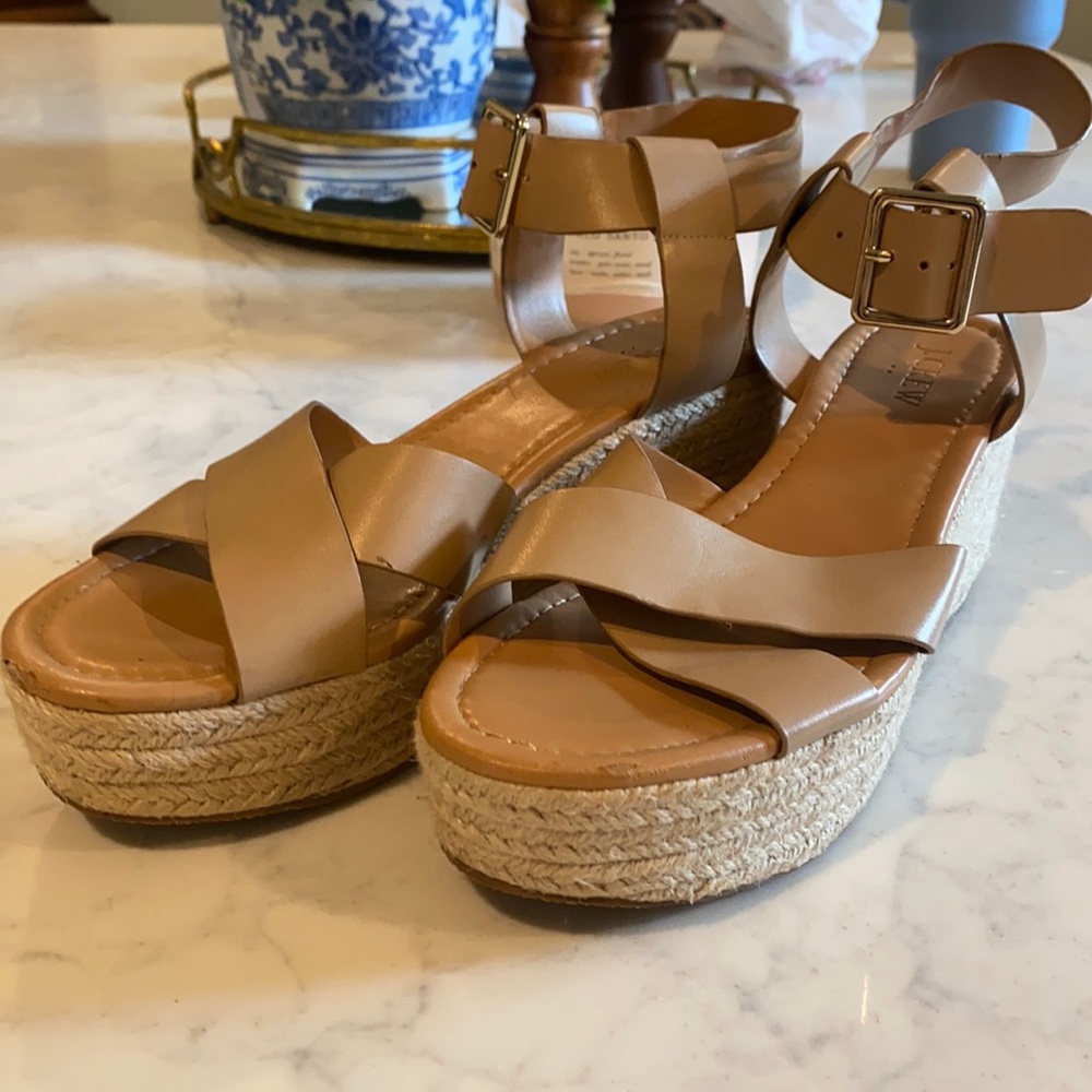 7.5 JCRew hemp platform wedges